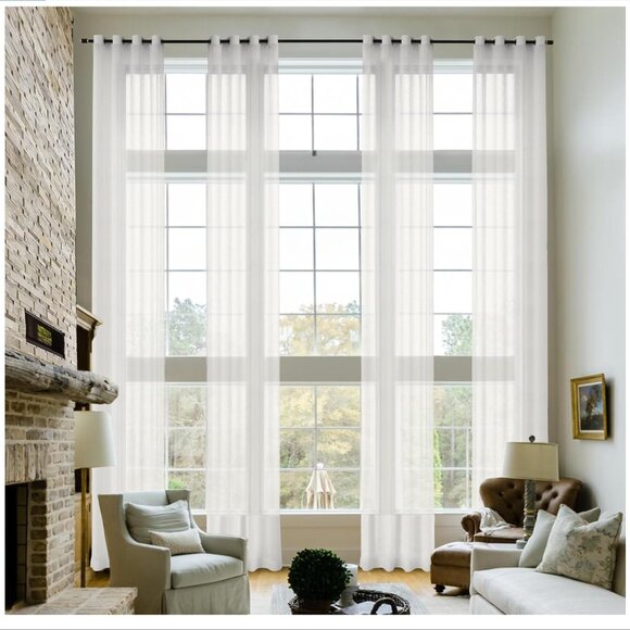 Macochico Extra Long Linen Sheer Curtains - Picture 1 of 7